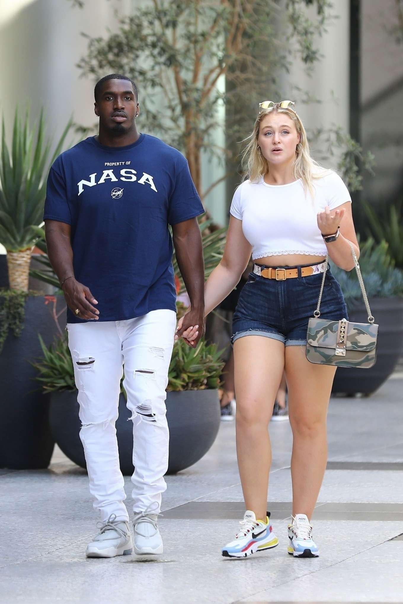 Iskra Lawrence in Denim Shorts â€“ Shopping in Century City