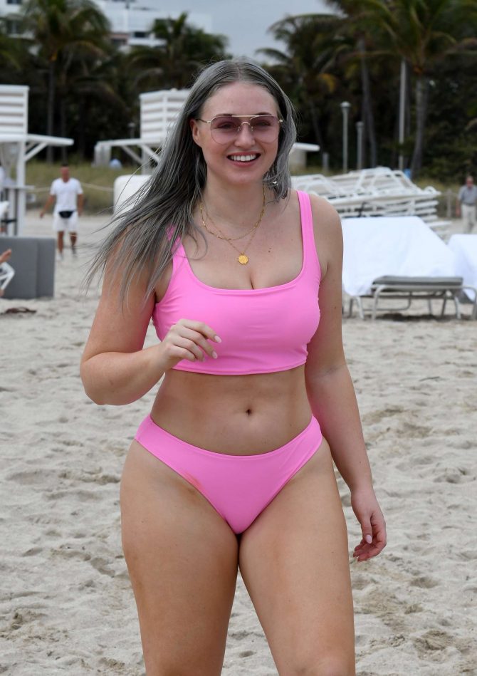 Iskra Lawrence in Pink Bikini at the beach in Miami