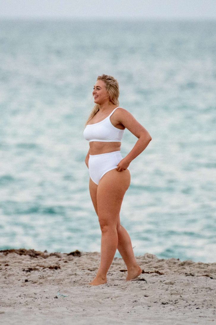 Iskra Lawrence in White Bikini - Photoshoot in Miami Beach