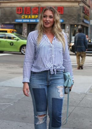 Iskra Lawrence out on the Lower East Side in Manhattan