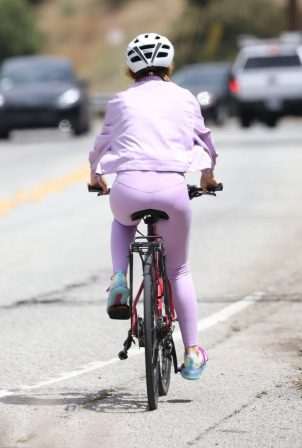 Isla Fisher - All in lavender out for a bike ride in Los Angeles