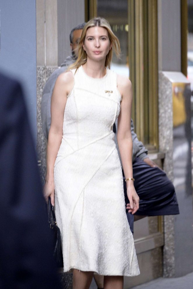 Ivanka Trump in Beige Dress Out in New York