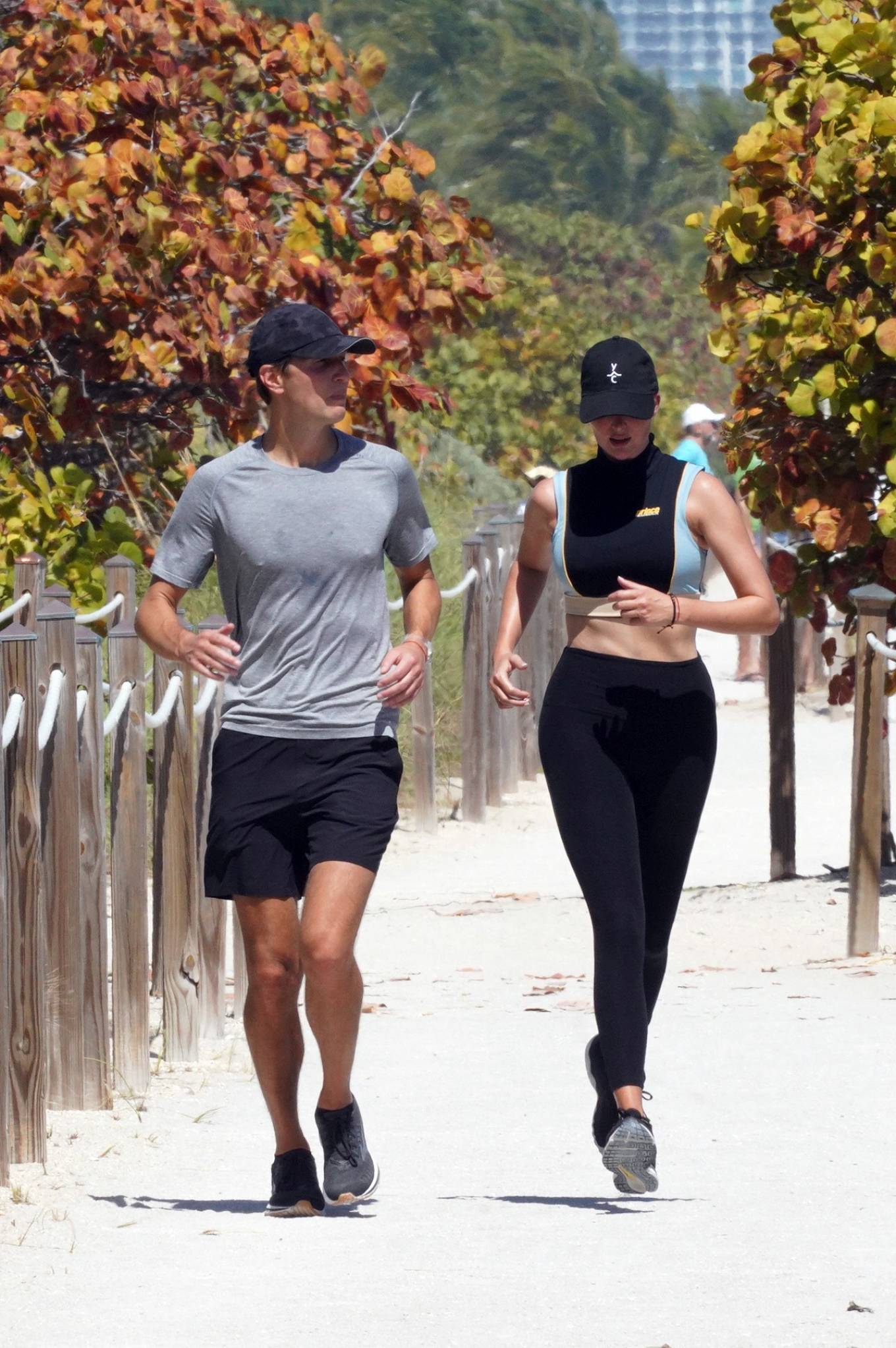 Ivanka Trump 2022 : Ivanka Trump – With husband Jared Kushner on a beach jog in Miami-16