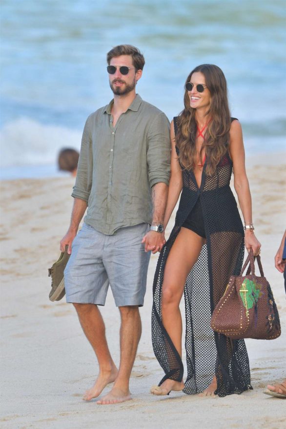 Izabel Goulart and Kevin Trapp - Walking at a beach in St Barth