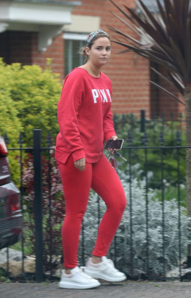 Jacqueline Jossa in Red Tracksuits - Out in London