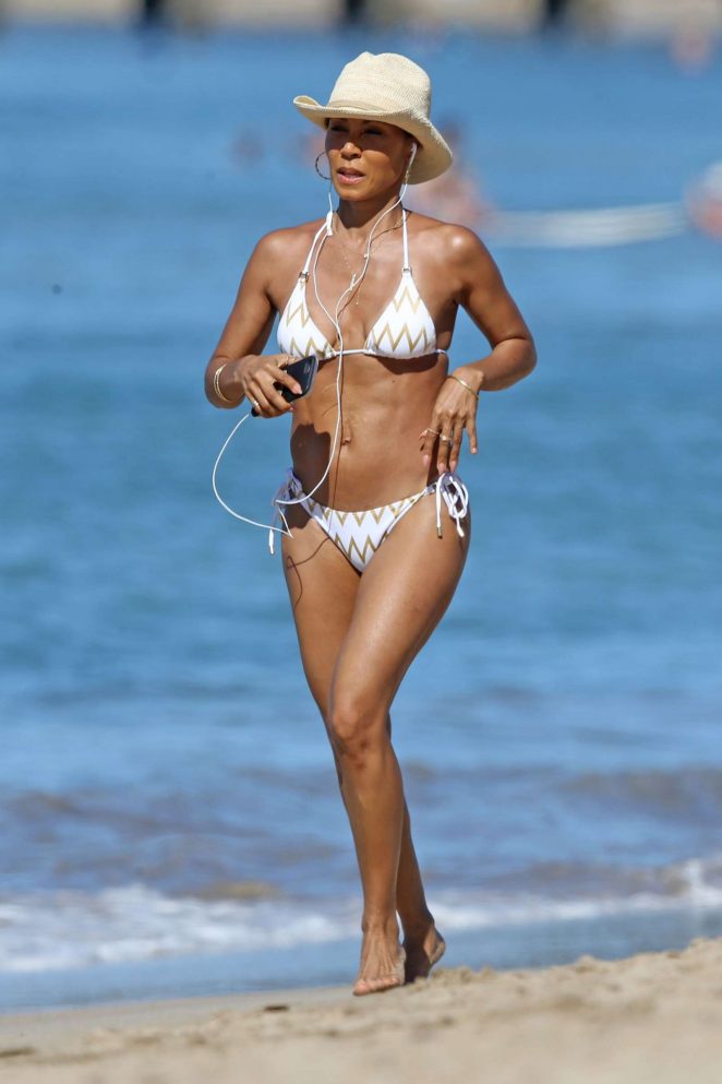 Jada Pinkett Smith in White Bikini at a Beach in Hawaii