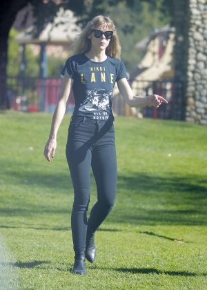 Jaime King in Jeans at the park in Beverly Hills