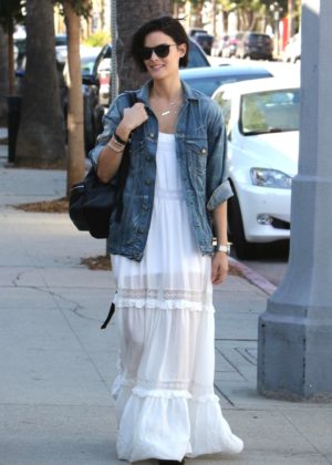 Jaimie Alexander in White Long Dress out in Los Angeles