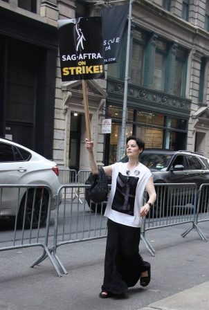 Jaimie Alexander - Photographed at the SAG-AFTRA picket line in New York