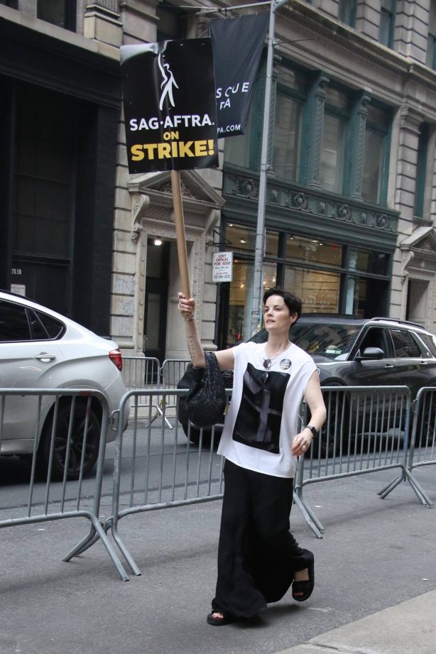 Jaimie Alexander - Photographed at the SAG-AFTRA picket line in New York