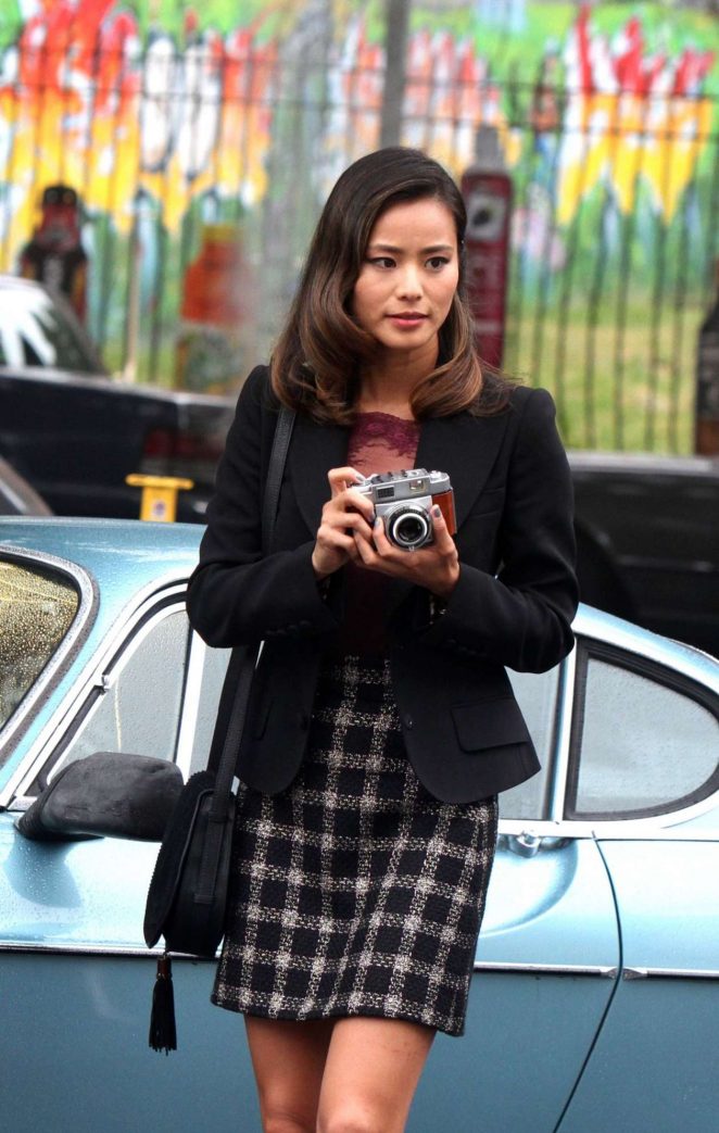 Jamie Chung on the set of 'Gotham' in New York