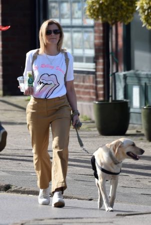 Jane Danson - stroll with her Labrador dog in the Cheshire sunshine