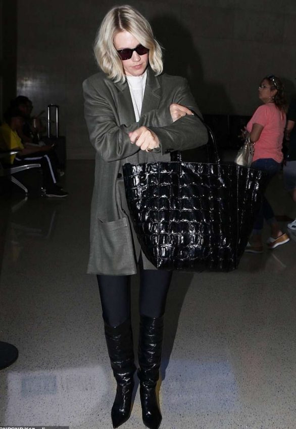 January Jones - Arrives at LAX airport in Los Angeles