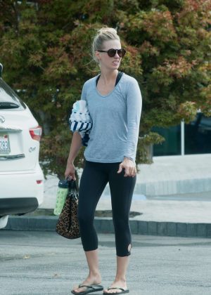 January Jones in Spandex at Cycling Class in Los Angeles