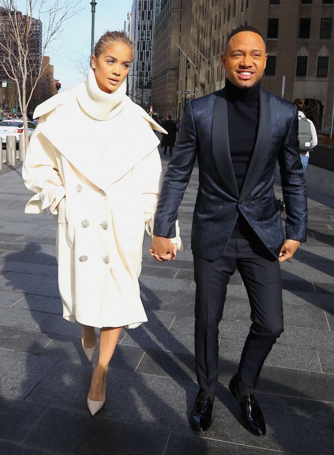 Jasmine Sanders and Terrence J - Arrives to the Roc Nation brunch in New York