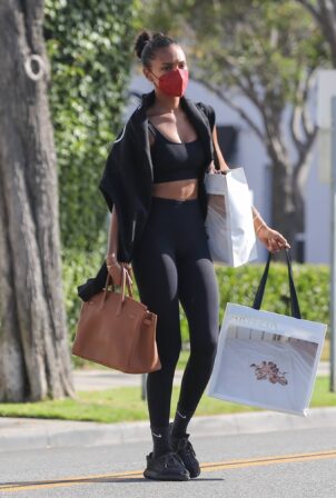 Jasmine Tookes - In a workout clothes while out shopping in Beverly Hills