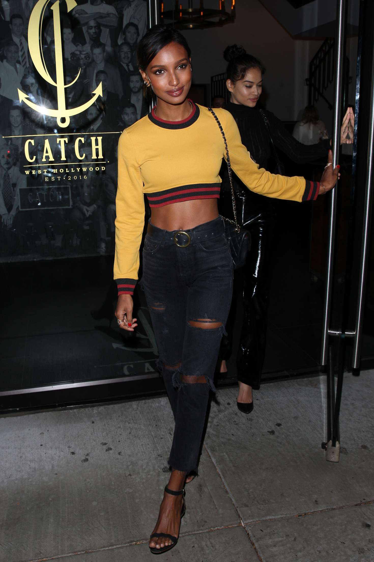 Jasmine Tookes in Ripped Jeans at Catch in West Hollywood