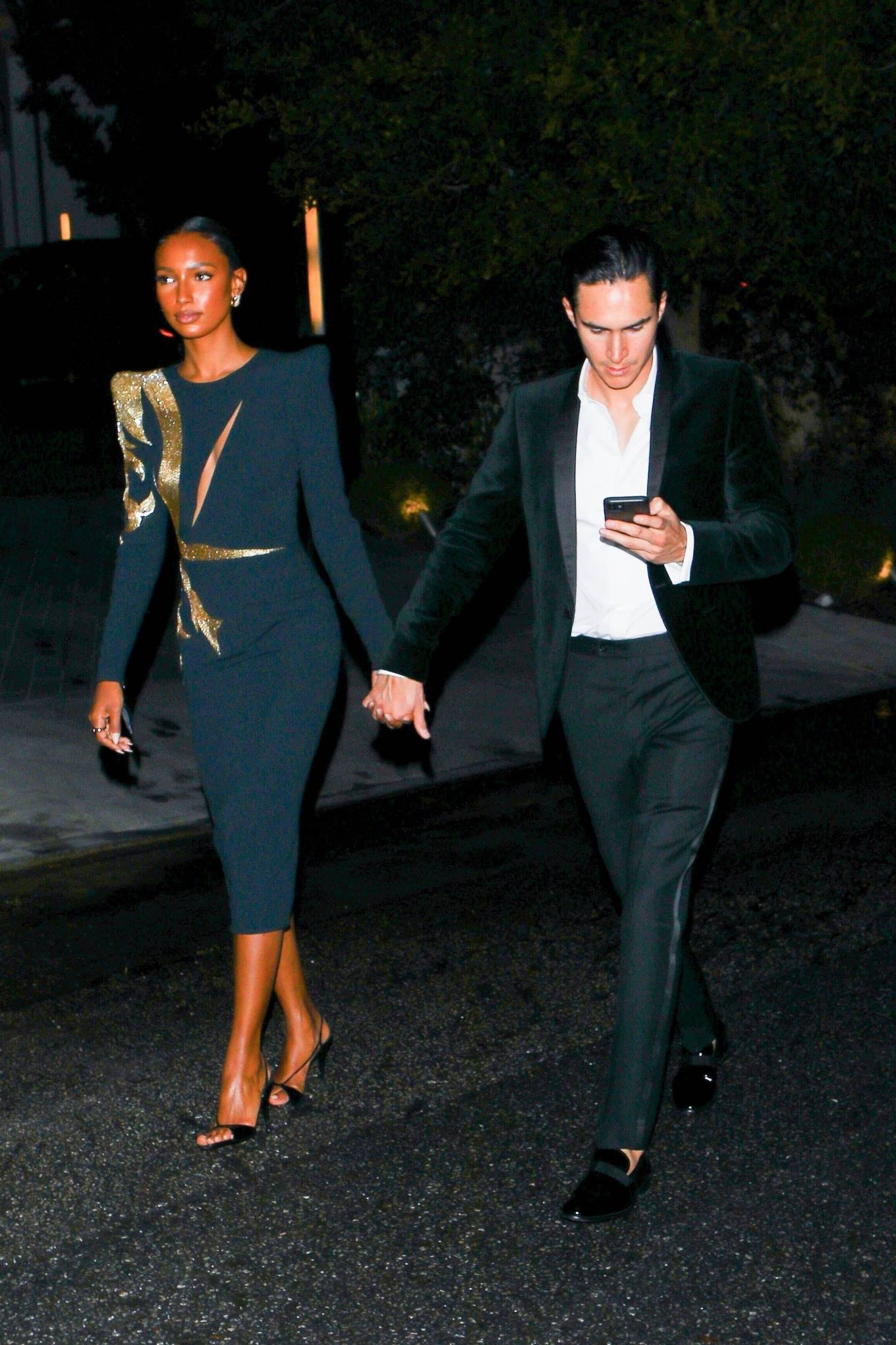 Jasmine Tookes 2021 : Jasmine Tookes – In tight dress leaves an Oscars afterparty with her fiance in Bel Air-10