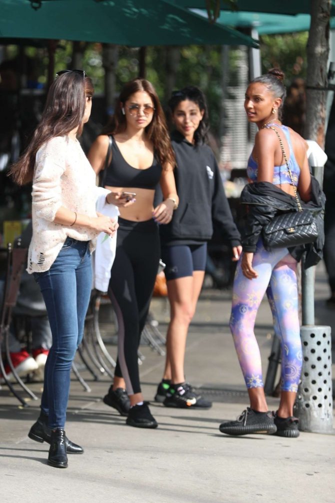 Jasmine Tookes, Sara Sampaio, Jocelyn Chew and Chantel Jeffries at Urth Caffe in West Hollywood