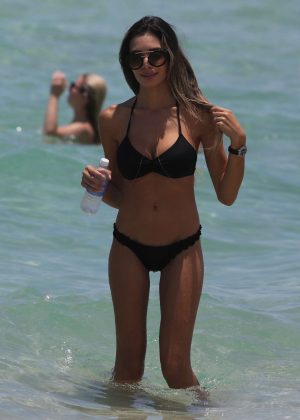 Jasmine Tosh in Black Bikini on the beach in Miami