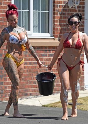Jemma Lucy and Laura Alicia Summers in Bikini - Car Washing in Manchester