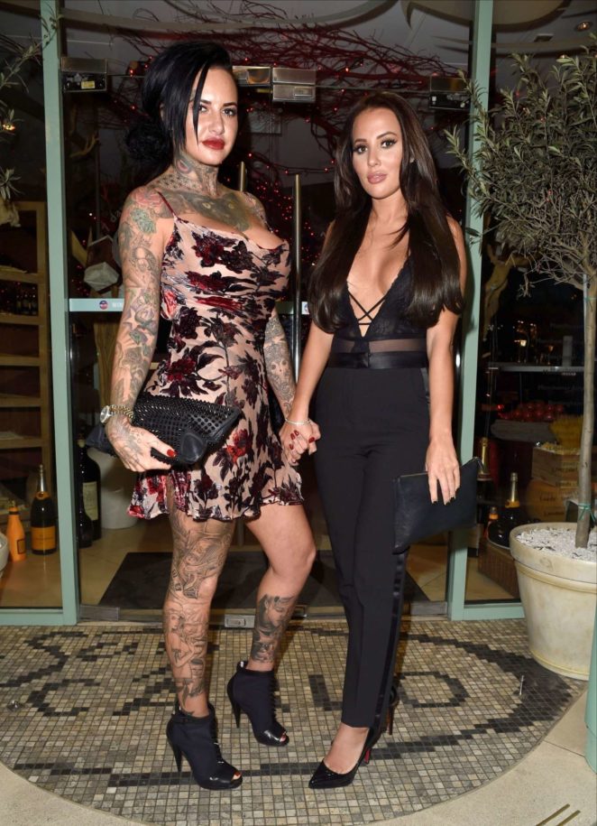 Jemma Lucy and Yazmin Oukhellou - Leaving San Carlo Restaurant in Manchester