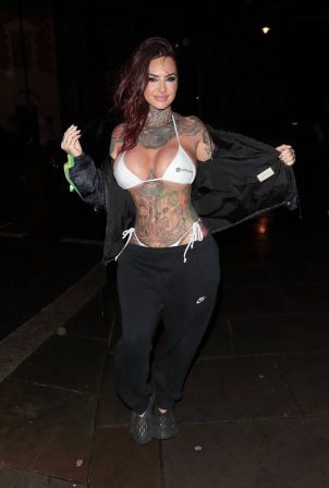 Jemma Lucy - In a white bikini top attending launch of her new business Aillusion in London