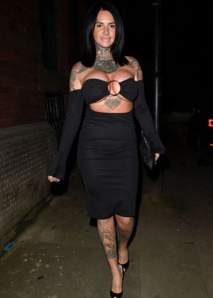 Jemma Lucy in Black Tight Dress - Night out in Manchester