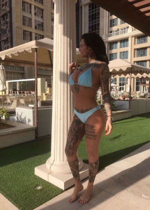 Jemma Lucy in Blue Bikini in Dubai