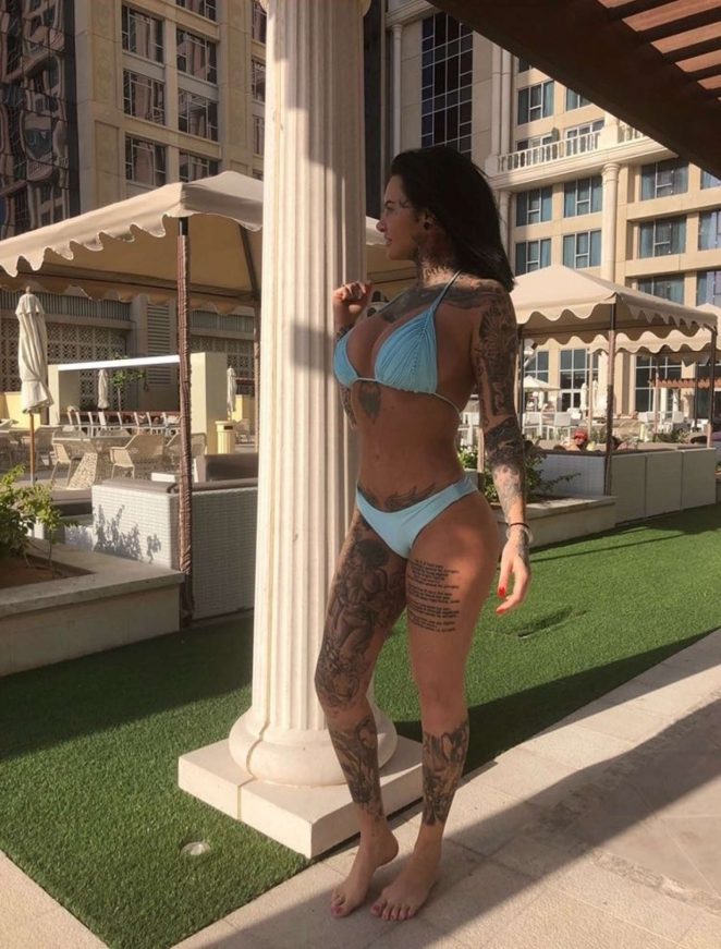 Jemma Lucy in Blue Bikini in Dubai
