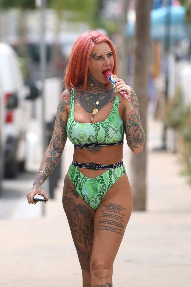 Jemma Lucy in Green Bikini in Ibiza
