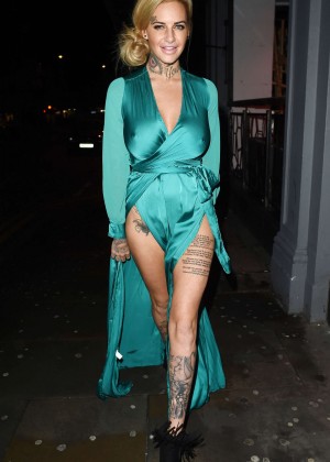 Jemma Lucy in Green Dress out in Manchester