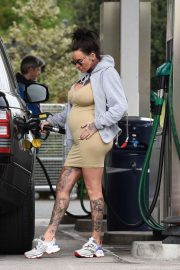 Jemma Lucy in Mini Dress at a gas station in Manchester