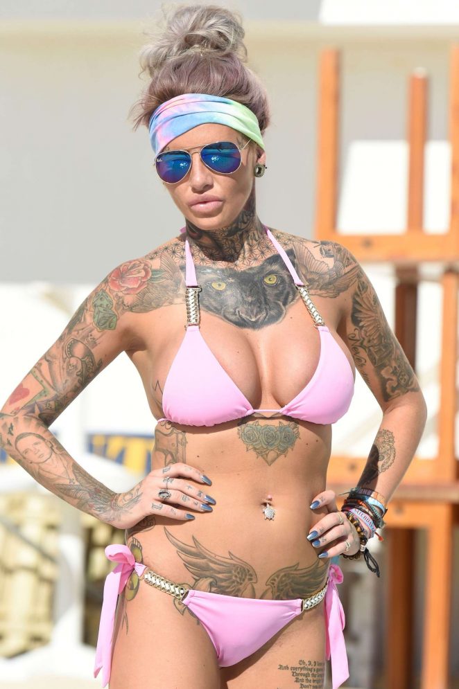 Jemma Lucy in Pink Bikini in Ibiza