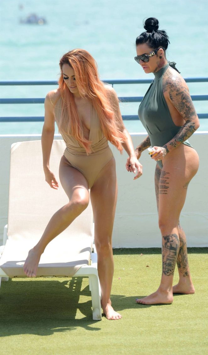 Jemma Lucy in Swimsuit with Zaralena Jackso in Portugal
