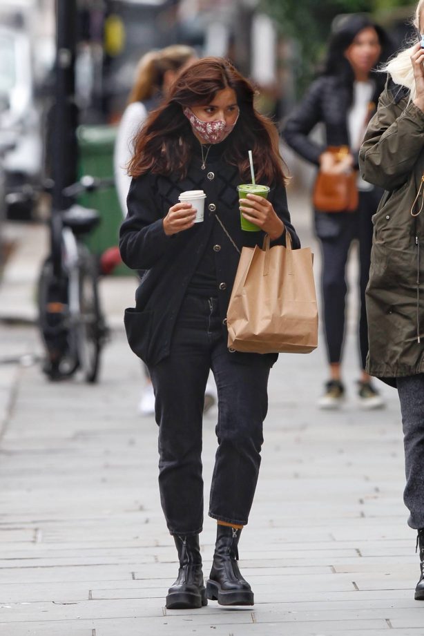Jenna Coleman - Spotted wearing a mask in Notting Hill