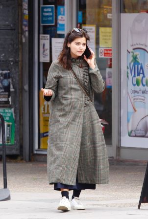 Jenna Coleman - Talking on her phone in London