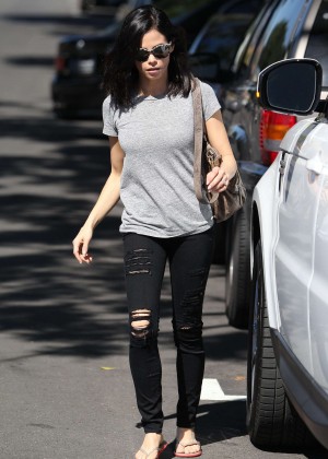 Jenna Dewan Tatum in Black Ripped Jeans Out in LA