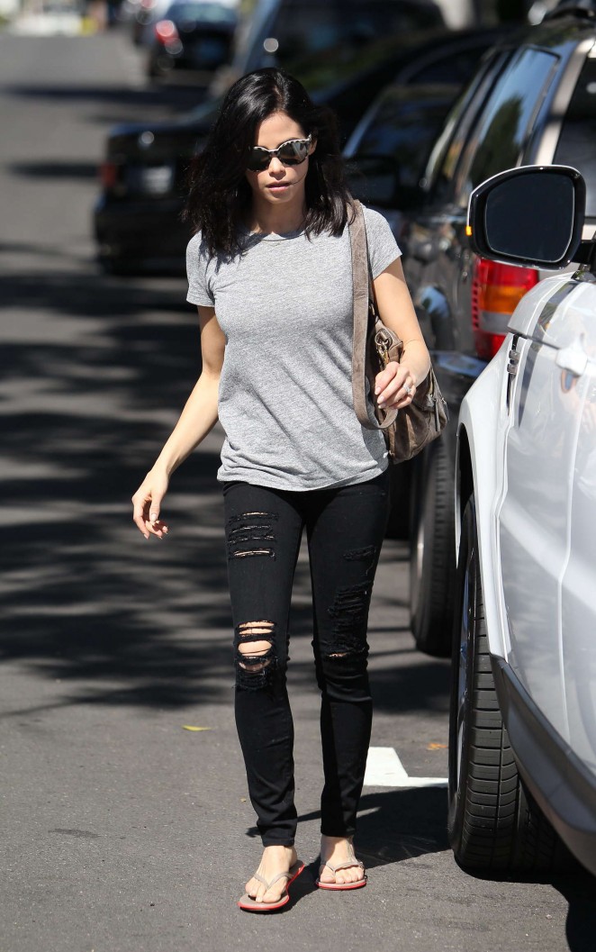 Jenna Dewan Tatum in Black Ripped Jeans Out in LA