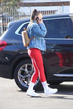 Jenna Johnson - In red leggings seen at the dance studio in Los Angeles