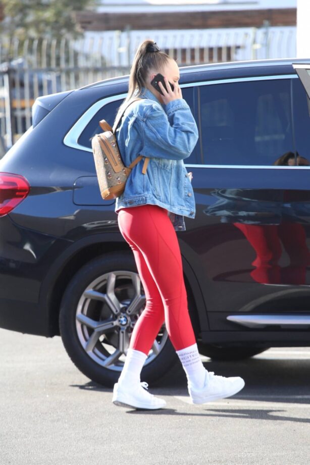 Jenna Johnson - In red leggings seen at the dance studio in Los Angeles