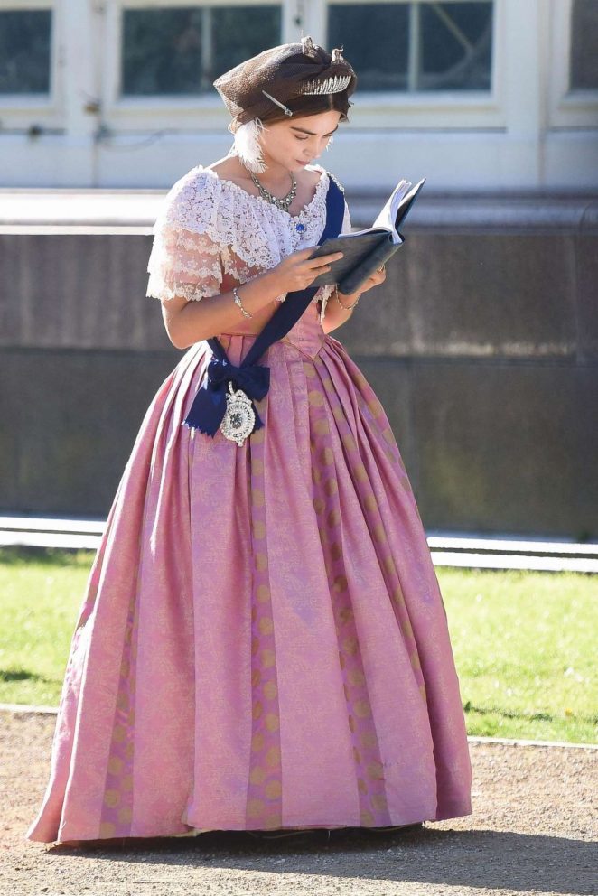 Jenna Louise Coleman - On the set of 'Queen Victoria' in Liverpool