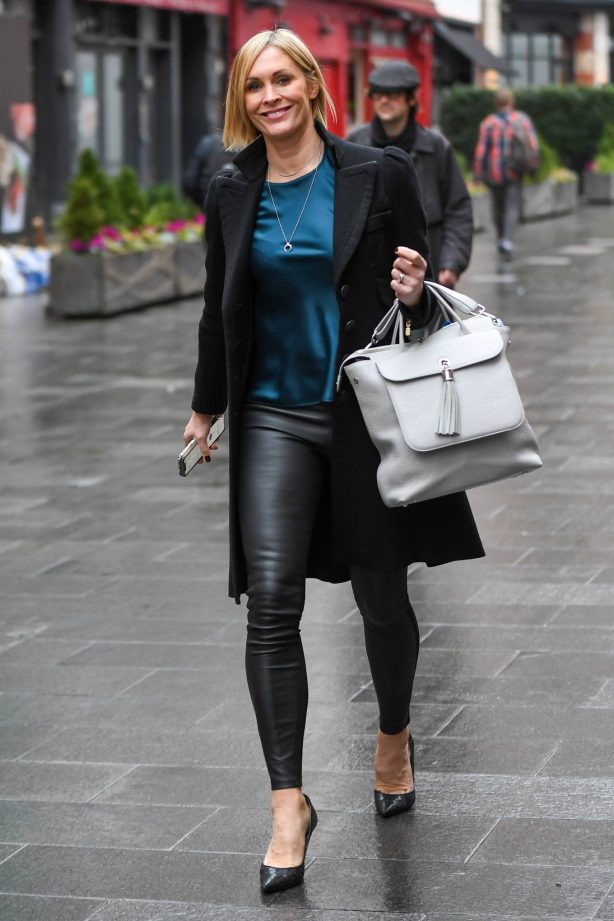 Jenni Falconer -In a leather leggings leaving Global Studios in London