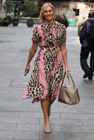 Jenni Falconer - In animal print dress in London