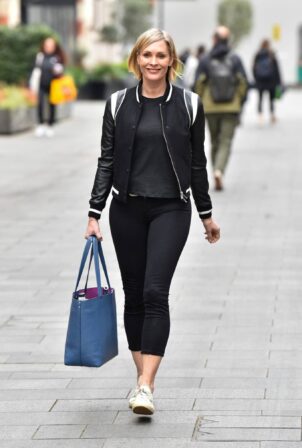 Jenni Falconer - leaving the Global studios after her Smooth Radio show in London