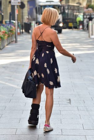 Jenni Falconer - Spotted with a fracture walking boot at the Global Radio Studios in Central London