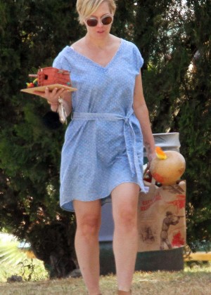Jennie Garth in Mini Dress out in Los Angeles