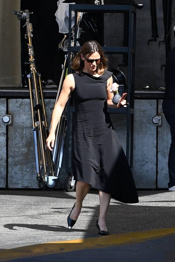 Jennifer Garner - In a black cut-out knee-length dress arrives at Dust Studios in Hollywood