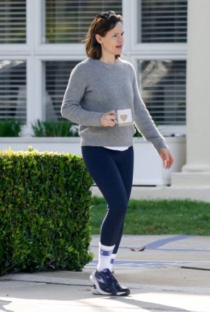 Jennifer Garner - Steps out in 'Family Leave' socks in Brentwood