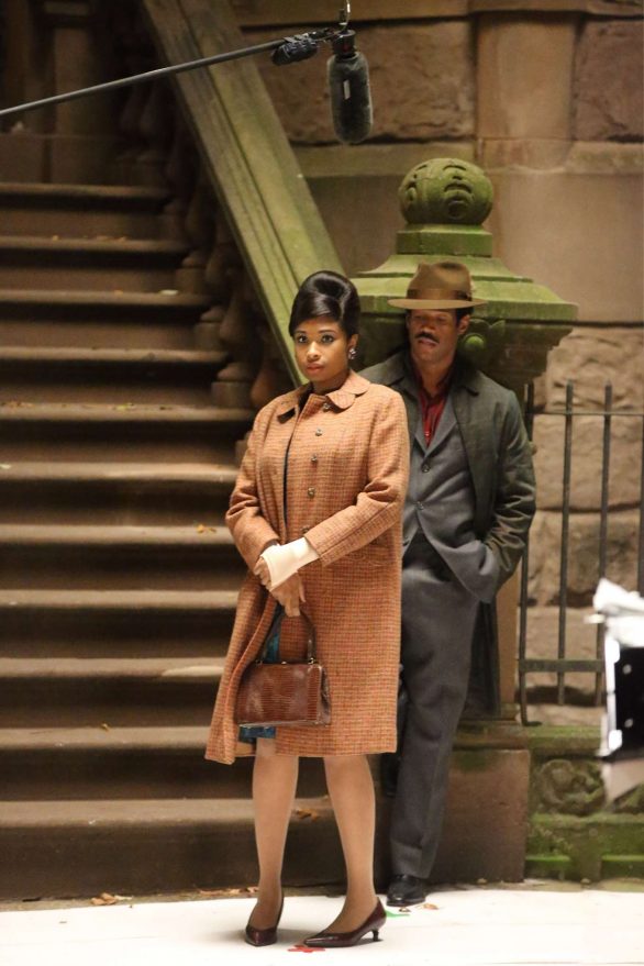 Jennifer Hudson and Marlon Wayans - Filming the Aretha Franklin biopic 'Respect' in New York City